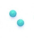 14k Yellow 6 mm Round Blue Turquoise Earrings