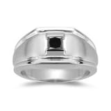 0.56 Cts Black Diamond Mens Wedding Band in 14K White Gold.