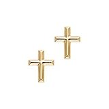 Cross Stud Earrings in 14K Yellow Gold