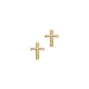 Cross Stud Earrings in 14K Yellow Gold by 