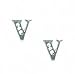 14k White 1.5 mm Round CZ Initial V Friction-Back Earrings