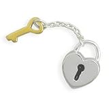 Key To My Heart Lock Story Bead Slide-on Charm Sterling Silver 14K Gold Plate