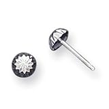 14k White Gold Polished Diamond-Cut Half Ball Post Earrings