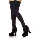 ELECTRA-3000, 5 Heel Thigh-High Black Stretch Lycra Platform Boot in Sizes 6-16, by Pleaser USA