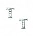 14k White 1.5 mm Round CZ Initial T Friction-Back Earrings