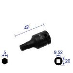 ナック　ヘキサゴンレンチソケット　ショートタイプ　差込角９．５２ｘ対辺５ｍｍ