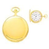 Charles Hubert Classic White Dial Pocket Watch with Date Curb Chain and Belt Clip XWA618