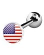 316 Surgical Stainless Steel Barbell with USA Flag Logo Sold as a Pair