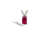 14K White Gold Genuine Emerald-cut Ruby Pendant