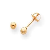 Earrings 14k Gold Polished 3mm Ball