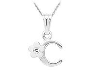 Cheap Girls Jewelry Sterling Silver Diamond Initial C Pendant Girls Necklace (14-16 in) For Sale