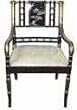 Best Quality - 36" Black Lacquered Asian Regency Decorative Chair w/ Silk Cushion - 2 Colors