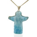 Jesus Gold Larimar Pendant