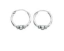 Silver Three Ball Hoop Earrings