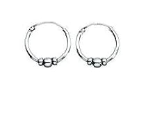 Silver Three Ball Hoop Earrings