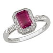 ZALES Vintage Colors of Romance Emerald-Cut Lab-Created Ruby Frame Ring in 10K... by