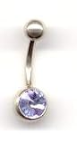 Titanium Aztec Gold Jeweled Navel Bar with a Vitrial Light Swarovski stone in 14 gauge by 3/8