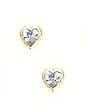 14k Yellow 4 mm Heart Aquamarine-Blue CZ Earrings