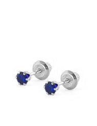 14K White Gold Sep Birthstone Sapphire Screw Back Baby Earrings