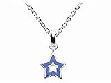 Kids Sterling Silver Blue Enameled Star Pendant Necklace (12,14,16,18 in)