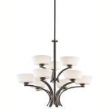 Kichler Lighting 42532OZ Rise 9-Light Chandelier, Olde Bronze with Satin-Etched Cased Opal Glass