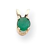 14k 4mm Round Emerald Birthstone Pendant XBE208