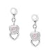 Silver Young Girl's Dangling Stacked Hearts Earrings With Pink Sapphire