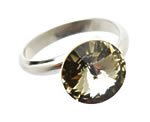 L. Erickson Adjustable Swarovski Rivoli Ring - Black Diamond Swarovski