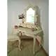 French Shabby Chic Dressing Table & Mirror Antique Ivory White