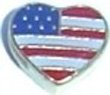 Clearly Charming Heart Shaped US Flag Heart Locket Charm Patriotic Theme