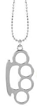 SMALL BRASS KNUCKLE NECKLACE ON SHORTBEAD 18 IN. CHAIN - Silver