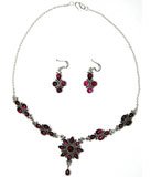 Earring and Necklace Sets Sterling Silver and Garnet Gemstones Handmade Indian Jewelry (gnklcs240)
