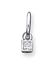 Sterling Silver Square CZ Dangle Hoop Earrings QE180"