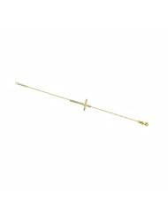 14kt Yellow Gold East2West Adjustable Sideways Cross CZ Bracelet (7"-7.5")