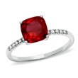 ZALES Cushion-Cut Lab-Created Ruby Ring in 10K White Gold with Diamond Accents by
