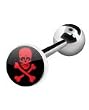 316 Surgical Stainless Steel Barbell with Skull Logo Sold as a Pair