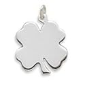Sterling Silver Pendant, .875 in Engraveable Four Leaf Clover