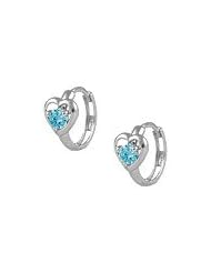 Baby 14K White Gold Heart December Birthstone Huggie Hoop Earrings