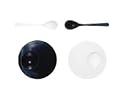 Zak! Designs, Breakfast, Round Egg Cup And Spoons, 4 Pieces Set, Black/White