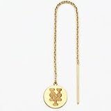 14K New York Mets Ny On Disc Threader Earrings