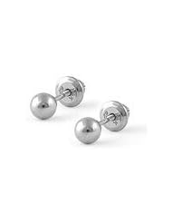 Sterling Silver 4mm Ball Screw Back Childrens Earrings For Girls