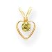 14k 3mm Peridot Heart Birthstone Pendant Child Chain 15 Inch