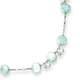 Sterling Silver Jade/White Agate/Mother of Pearl Necklace - 16 Inch