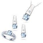 0.10 Ct Diamond and 2.24 Cts Aquamarine Set in 14K White Gold by Mysolitaire