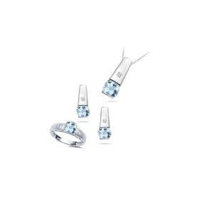 0.10 Ct Diamond and 2.24 Cts Aquamarine Set in 14K White Gold by