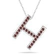 0.26 Cts Red Diamond H Initial Pendant in 14K White Gold
