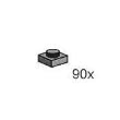 Lego Building Accessories - 1X1 Stud Medium Grey - 90 Pieces