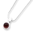 Sterling Silver Garnet Pendant with Chain - 18 Inch