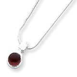 Sterling Silver Garnet Pendant with Chain - 18 Inch