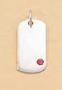 Sterling Silver Engraveable Dog Tag Charm, October Birthstone Color Crystal, 3/4 inch